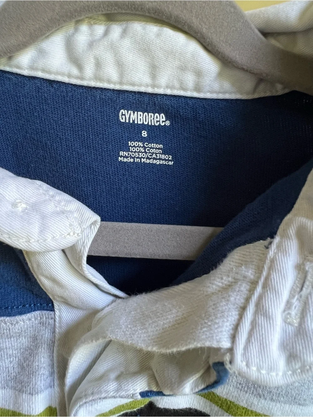 Thick, Soft Cotton GYMBOREE Blue Striped Rugby Polo w/ White Collar size youth 8